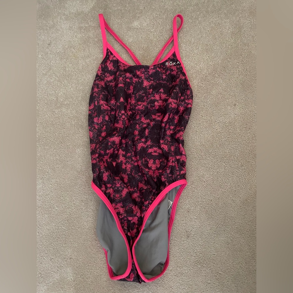 Roka Women's Pink and Black One Piece Swimsuit